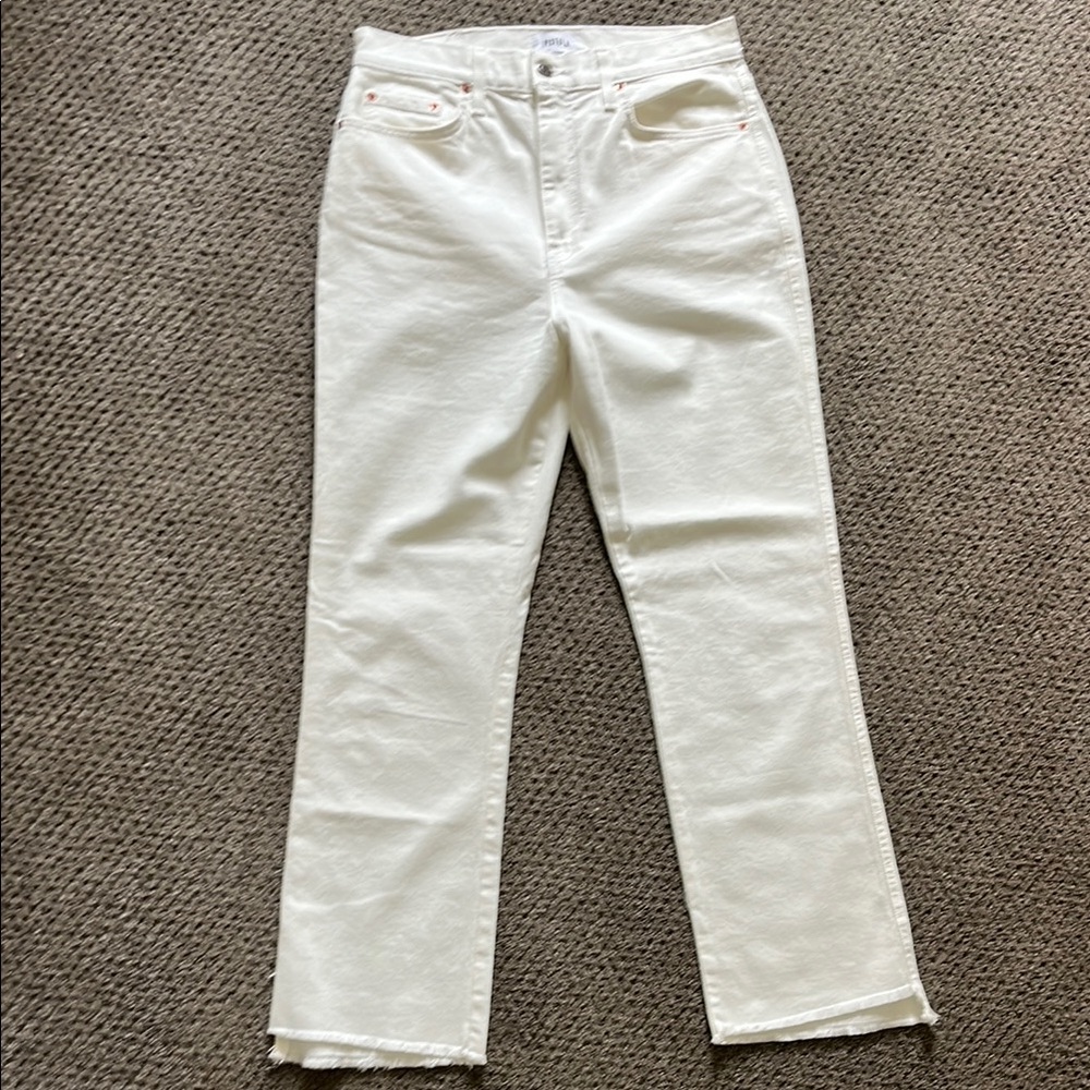 Pistola White Straight Leg Jeans with Raw Hem